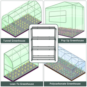 Ohuhu 4-Tier Plant Shelves versatile setup for indoor and outdoor greenhouse use