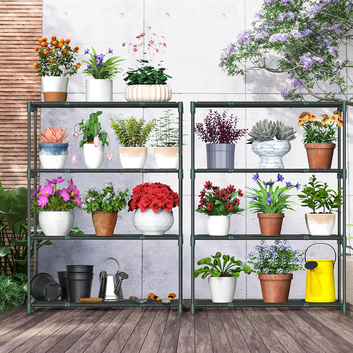 Ohuhu 4-Tier Plant Greenhouse Shelves sturdy steel frame supports durability