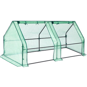 Ohuhu portable mini greenhouse outdoors with roomy interior for easy plant care.