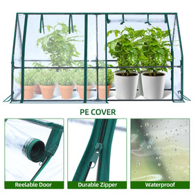 Ohuhu portable mini greenhouse side view highlighting sturdy frame for outdoor use