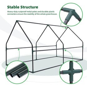 Ohuhu waterproof plastic panels shielding plants from rain and moisture.