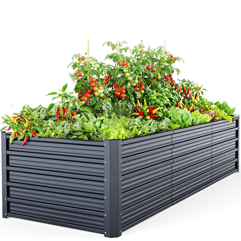 Ohuhu raised garden bed panel showing elevated 1.9 ft height for easy gardening and reduced bending.