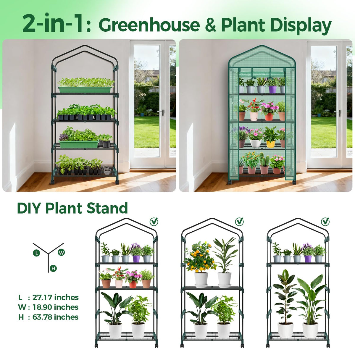 Ohuhu greenhouse supports seedling care with ample shelf space