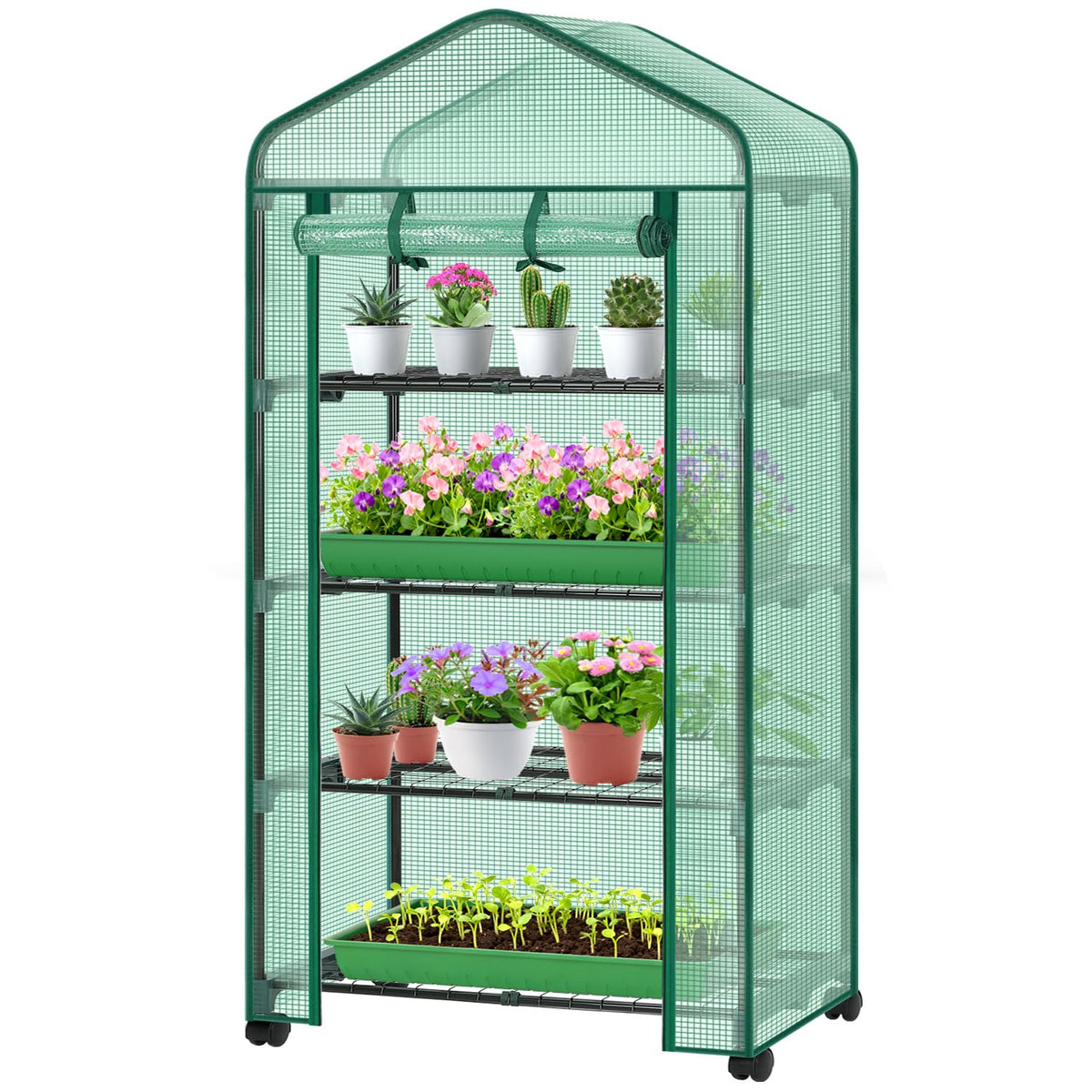 Ohuhu small greenhouse with wheel for easy indoor-outdoor relocation