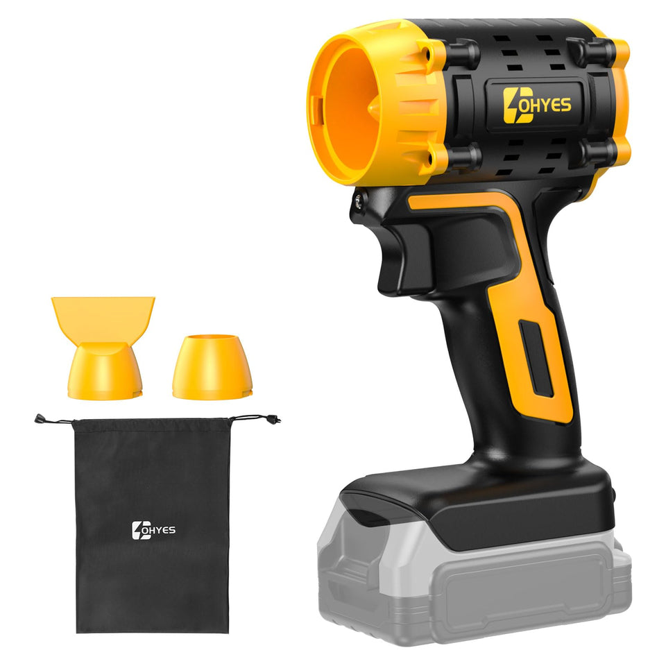 ohyes Air Duster held in hand, showing its compact, ergonomic design for easy use.