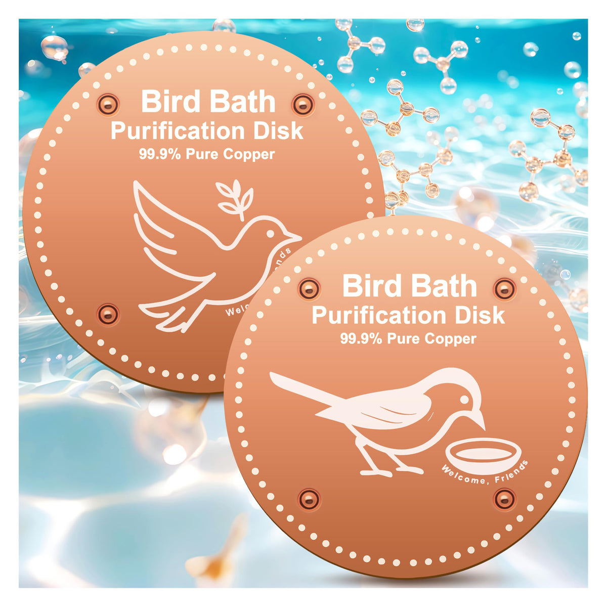 OICEME Bird Bath Purification Disk improves water clarity for backyard birds.