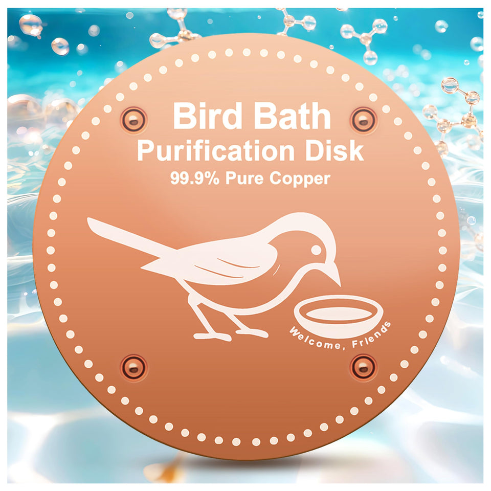 OICEME pure copper bird bath disk helps keep outdoor water clearer.