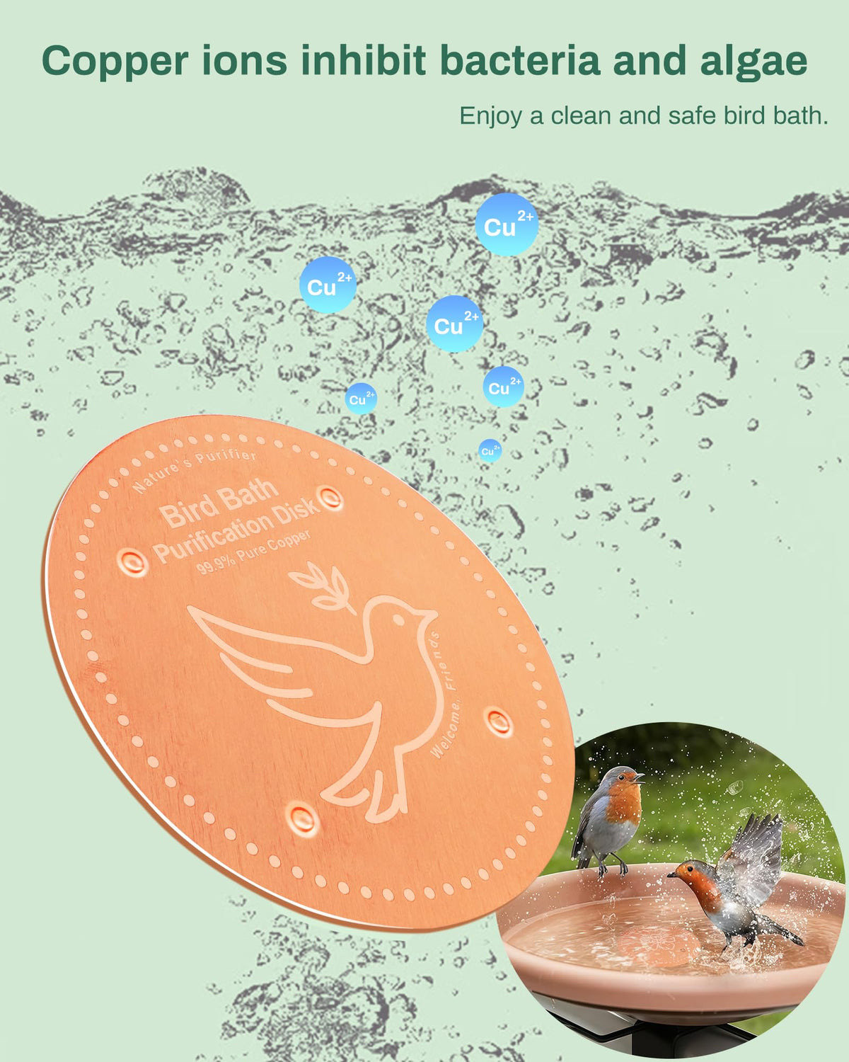 OICEME Pure copper disk for rust resistant, chemical free water maintenance.