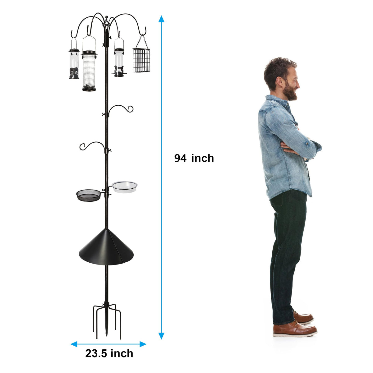 Ointo Garden steel multi-feeder kit stand showcases durable, weather-ready construction.