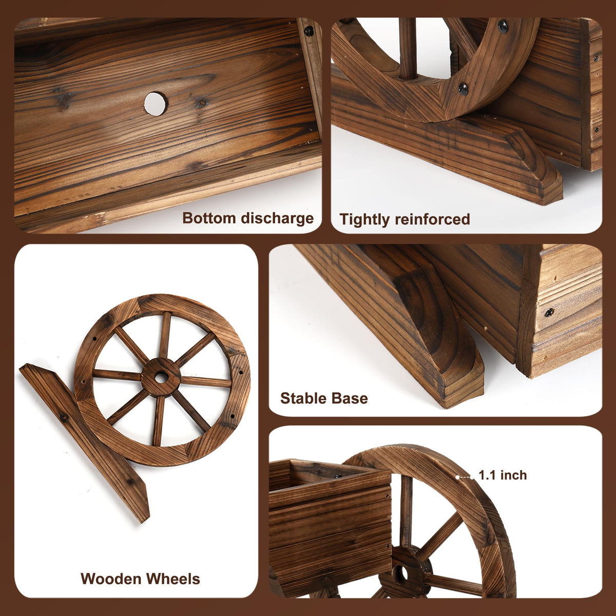 OIPRTGFJ cedar garden cart planter ready for flowers or herbs on wheels