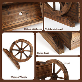 OIPRTGFJ cedar garden cart planter ready for flowers or herbs on wheels