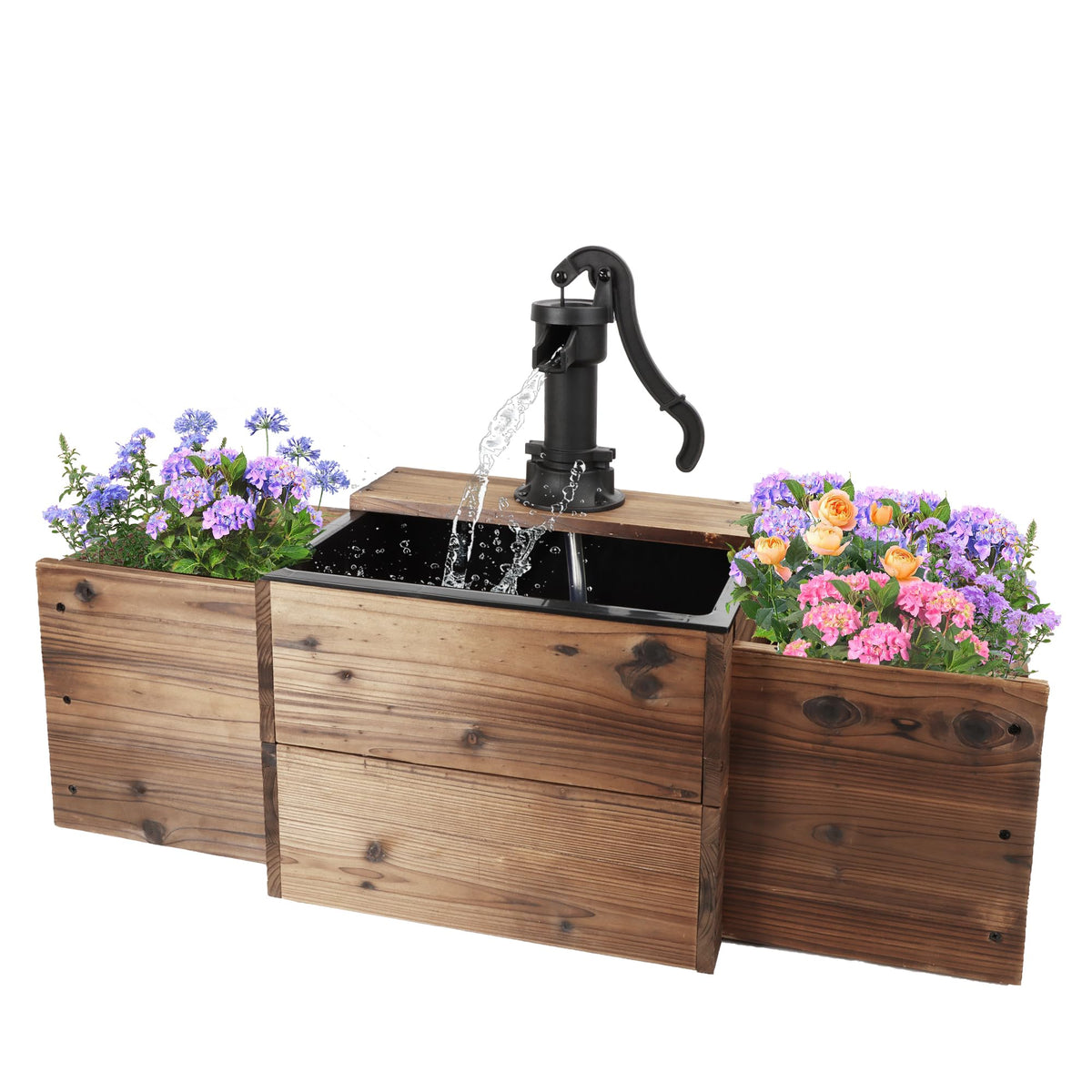OIPRTGFJ outdoor water fountain pump close-up enhances rustic garden ambiance