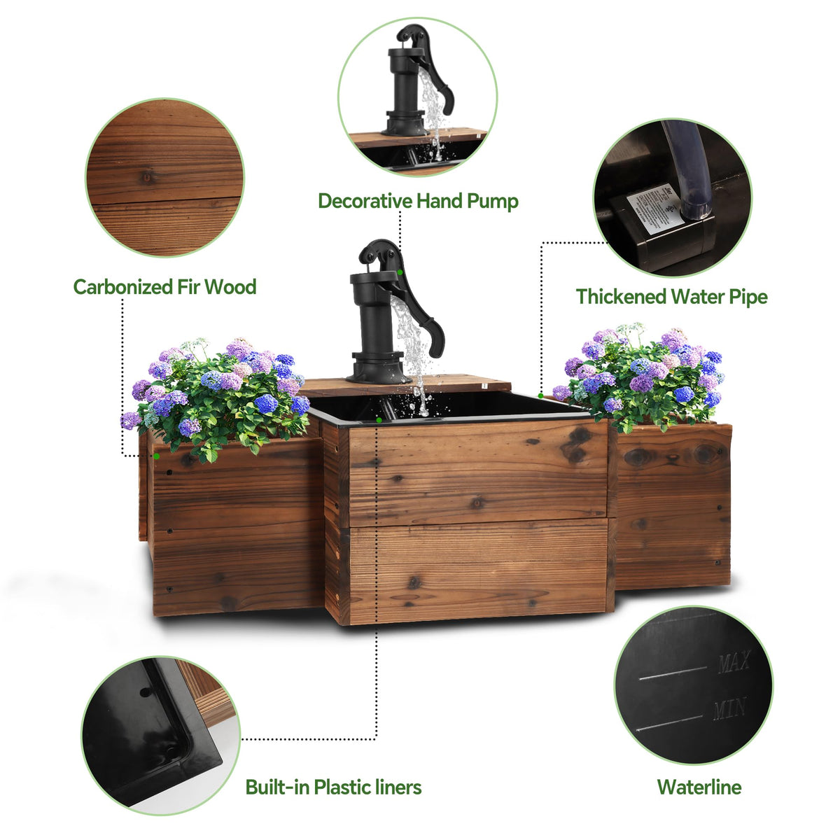 OIPRTGFJ wooden barrels provide natural allure and outdoor durability