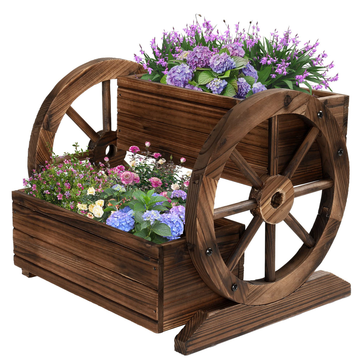 OIPRTGFJ wooden wagon planter box with wheels for versatile indoor and outdoor decor