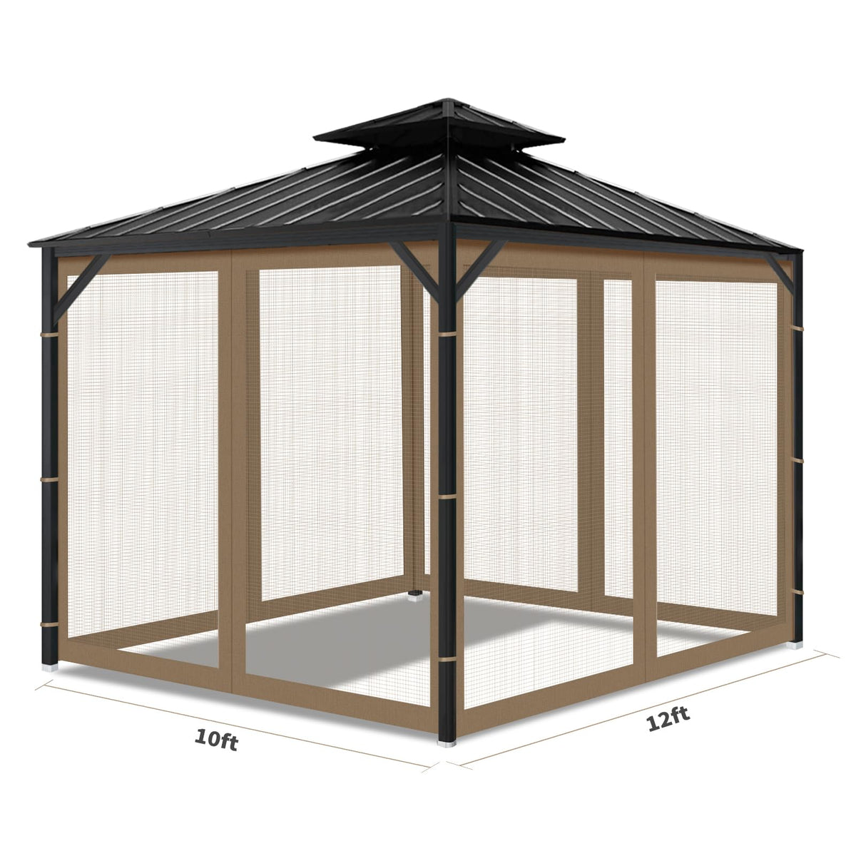 OIPUNSHLE gazebo netting 10x12 dimensions to fit most standard frames while preserving view.