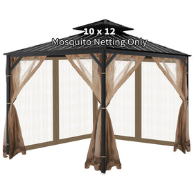 OIPUNSHLE gazebo netting four-panel zipper close-up for easy summer shade and pest control.