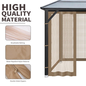 OIPUNSHLE gazebo netting brown color enhances outdoor decor and privacy.