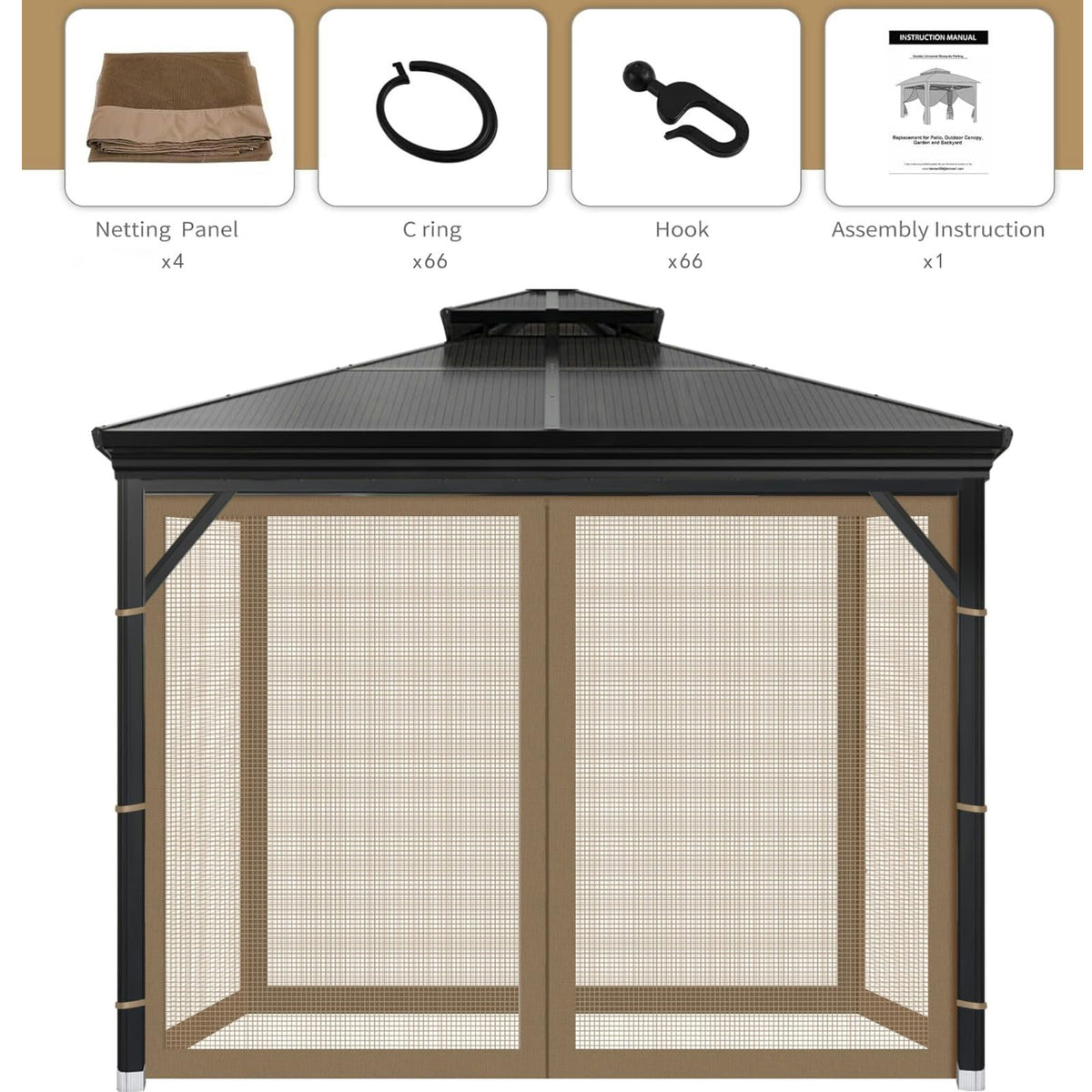 OIPUNSHLE replacement netting pack includes full setup contents for DIY use.