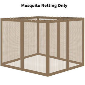 OIPUNSHLE gazebo netting demonstrates ventilation while reducing insect intrusion from sides.