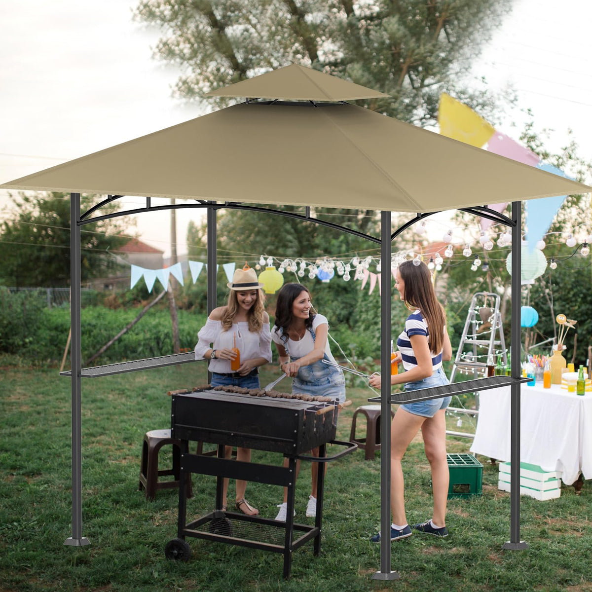 OIPUNSHLE khaki color canopy view complements outdoor spaces.