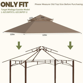 OIPUNSHLE khaki canopy with double-tiered top optimizes ventilation for the gazebo.