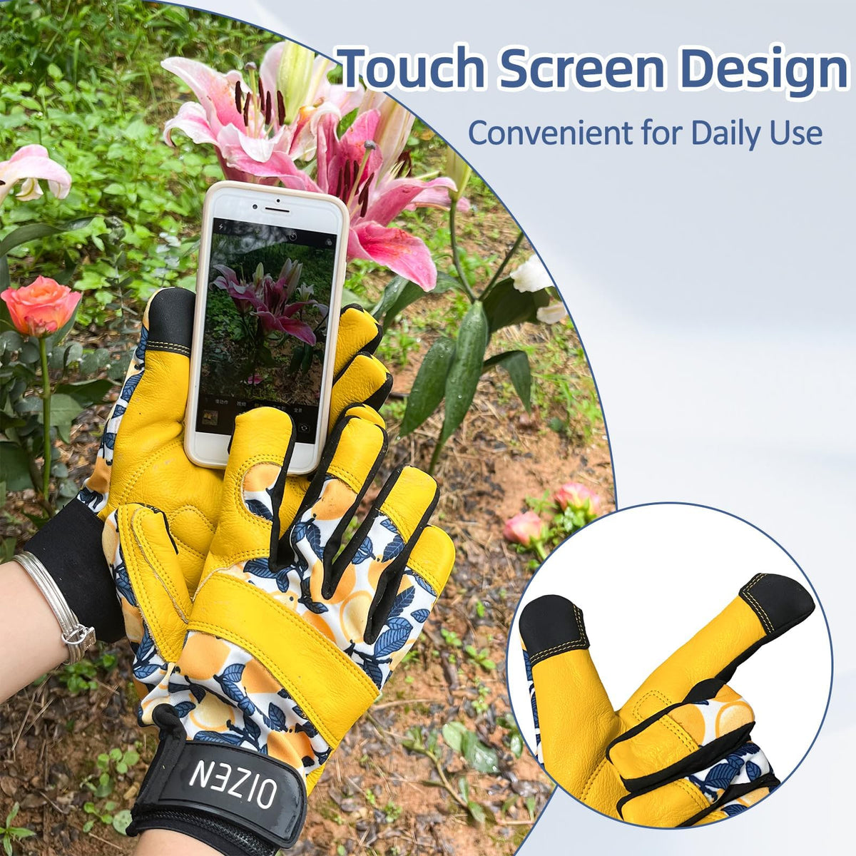 OIZEN back stretch panel keeps hands breathable during work.