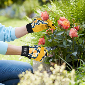 OIZEN gloves wear testing; versatile use across gardening tasks.