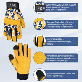 OIZEN gloves palm detail shows foam padding for comfort.