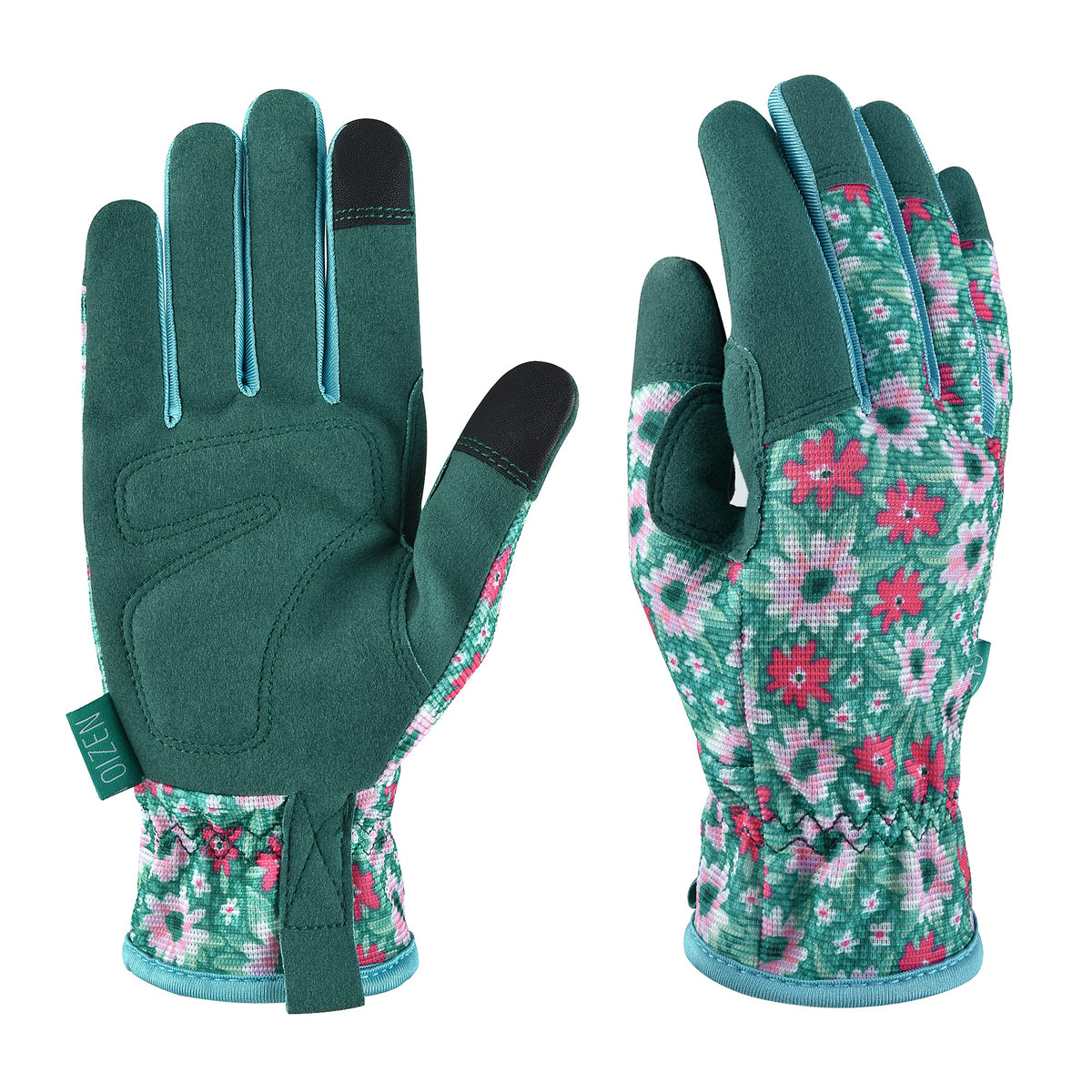 OIZEN gardening gloves with bright flora pattern, comfortable grip for everyday gardening