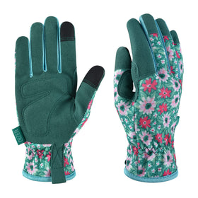 OIZEN gardening gloves with bright flora pattern, comfortable grip for everyday gardening