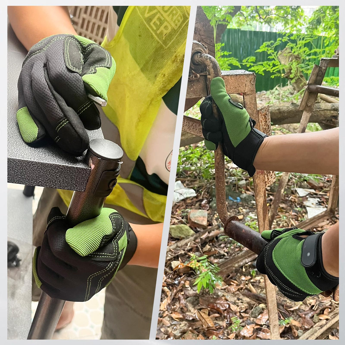 OIZEN Safety Work Gloves adjustable cuff closure ensures secure fit