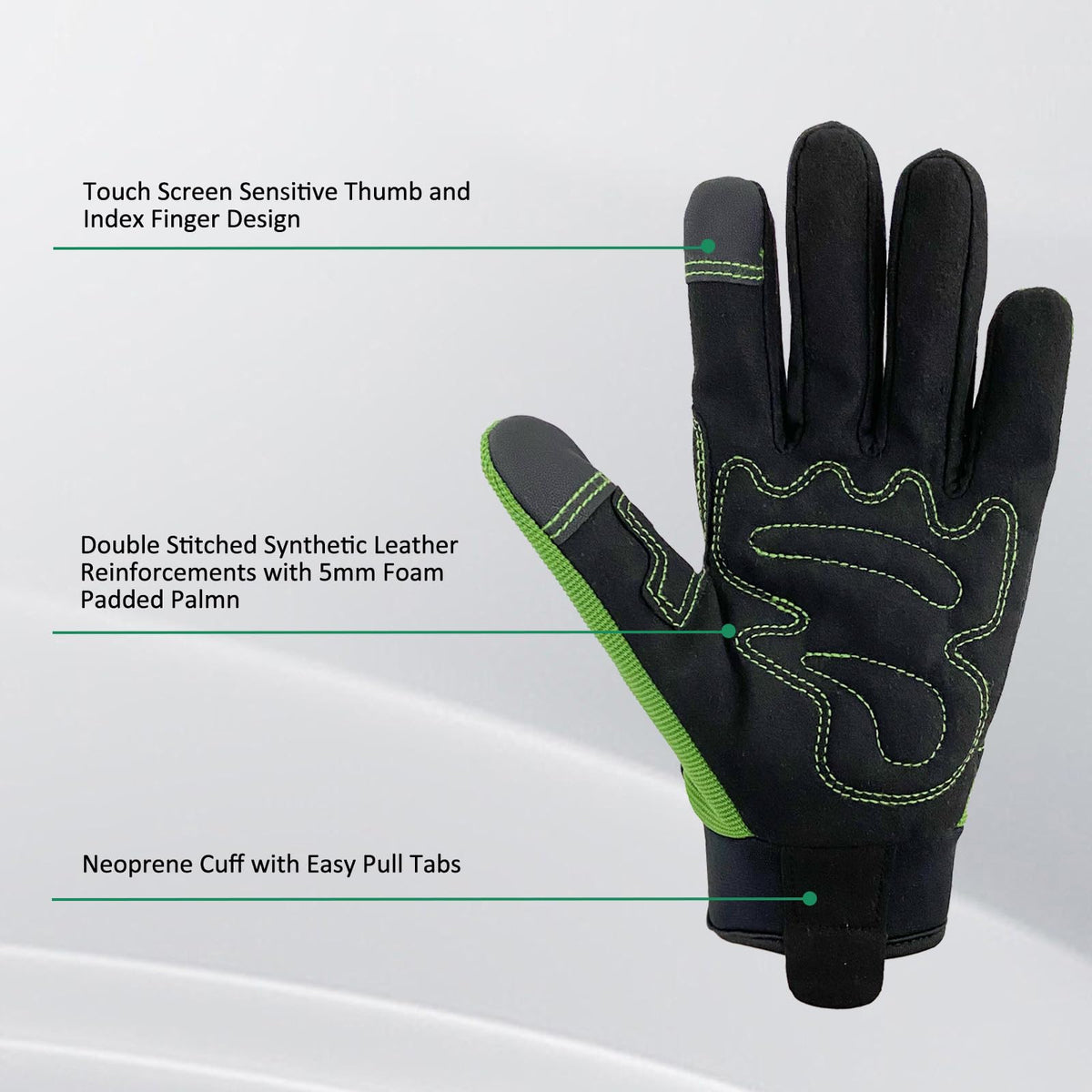 OIZEN Safety Work Gloves dual touchscreen design lets you use devices without removal