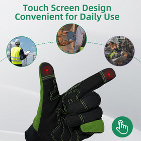 OIZEN Safety Work Gloves durable leather fingertips provide reinforced protection
