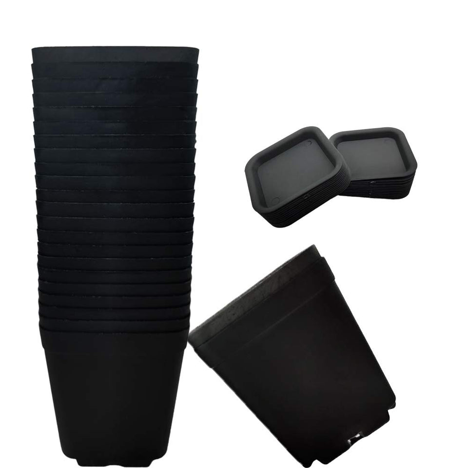 OJYUDD 24-pack black square pots for seedlings and succulents.