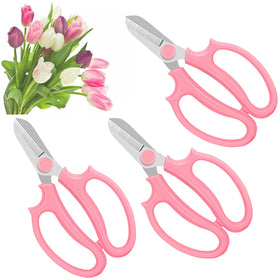 OJYUDD 3 Pcs Garden Scissors pink handles for precise pruning.