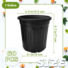 OJYUDD 60-pack 1-gallon pot side view highlights portable, easy-to-handle design.