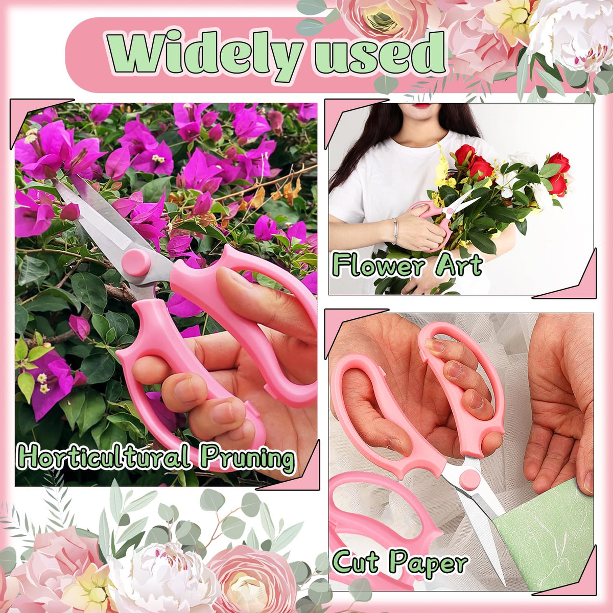 OJYUDD 7-8 inch flower scissors for versatile garden trimming tasks