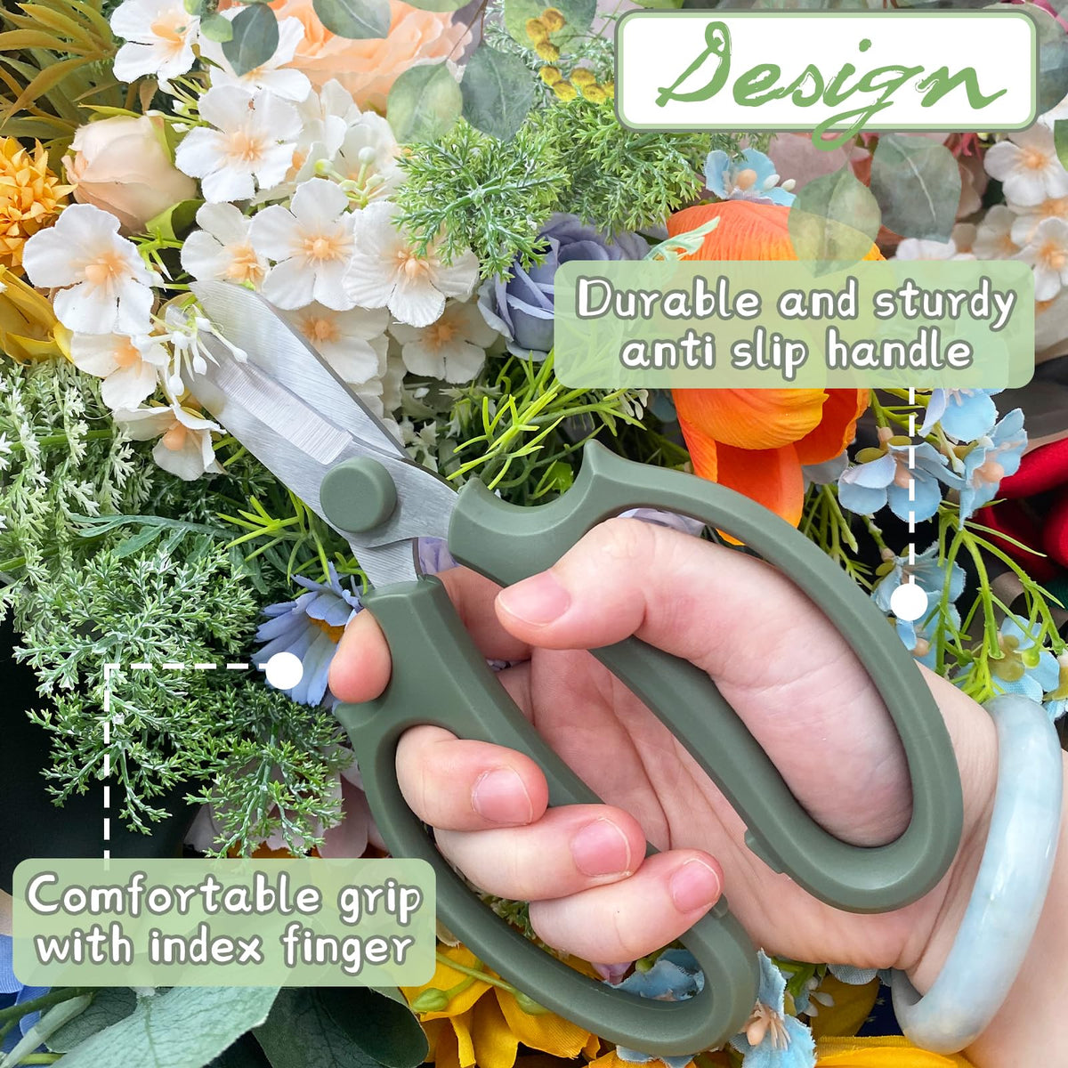 OJYUDD sharp-edge floral scissors for delicate cuts.