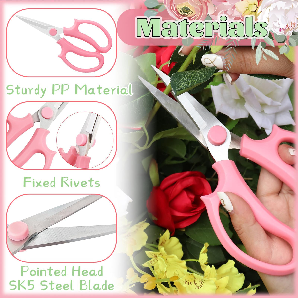 OJYUDD stainless steel flower shears blades stay sharp for long-lasting trimming