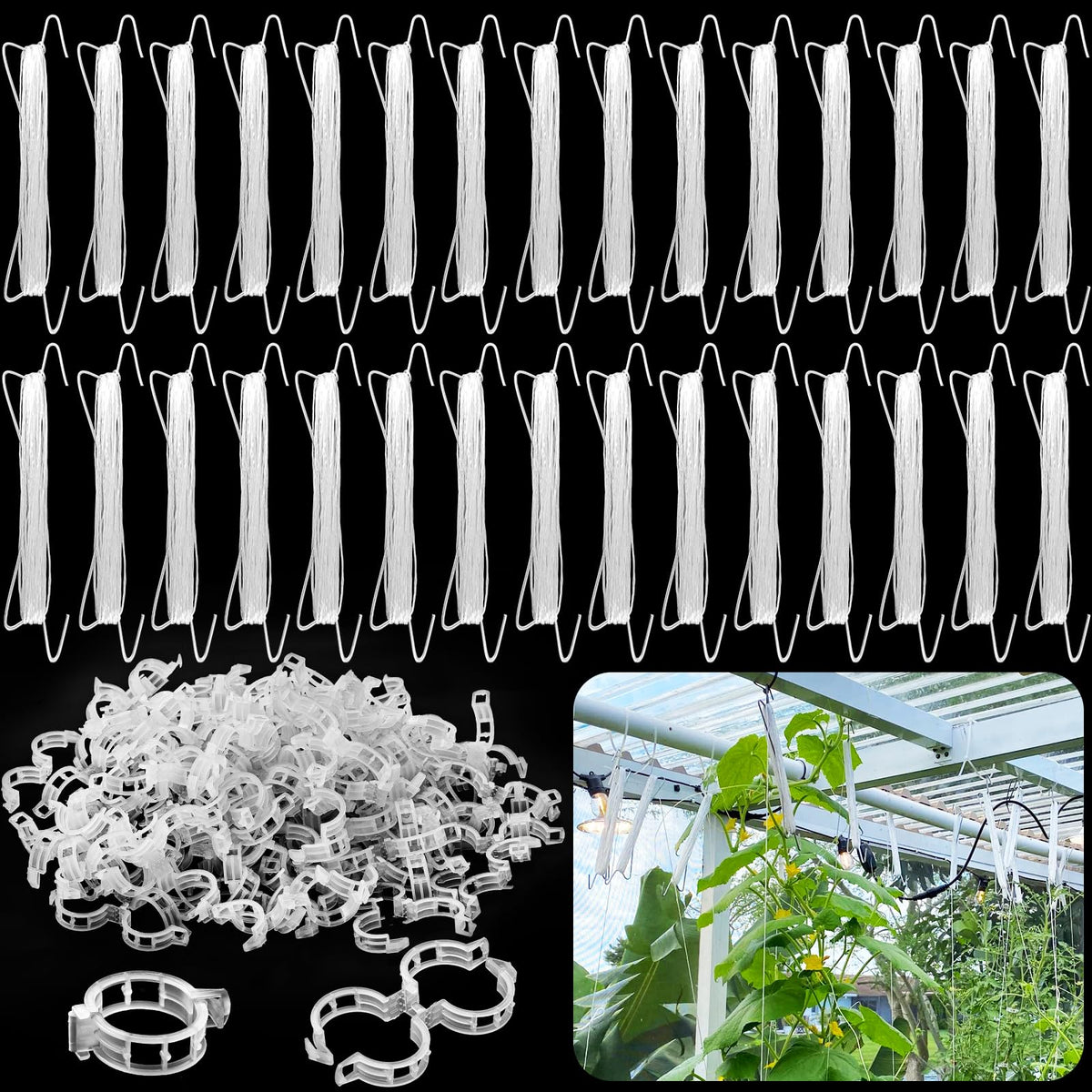 OJYUDD tomato hooks with string provide sturdy vertical support for tomato plants