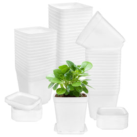 OJYUDD white square pot closeup shows durable PP material for reuse