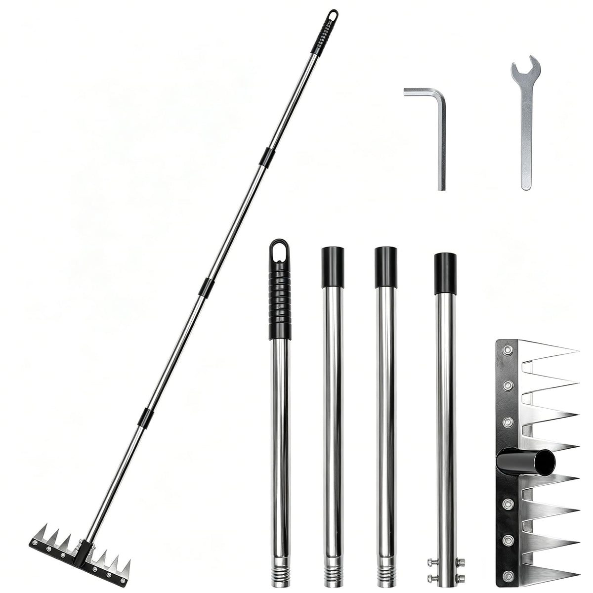 OK5STAR heavy duty iron weeding rake head with reinforced steel for tough weed removal