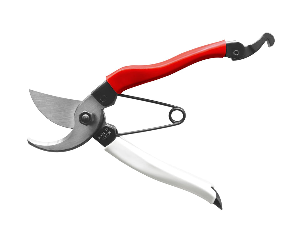 Okatsune 103 bypass pruners blade closeup shows high-grade steel for clean cuts.