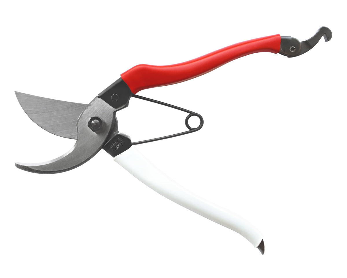 Okatsune pruning shears front view highlights a sharp blade for clean cuts.