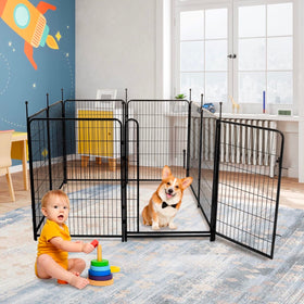 Okaygardn dog fence demonstrates tool-free assembly and quick setup in minutes.