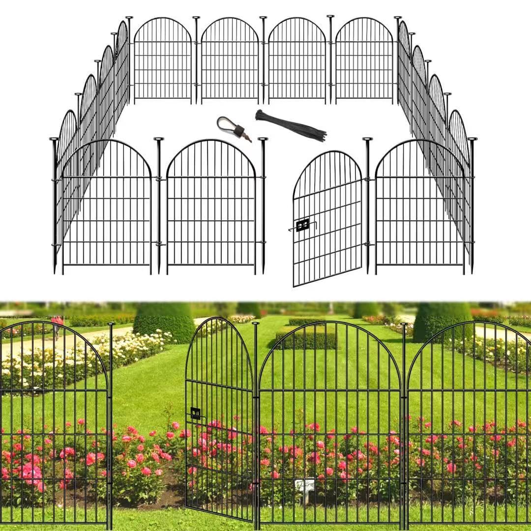Okaygardn tall garden fence panel layout shows stable staking for a border.