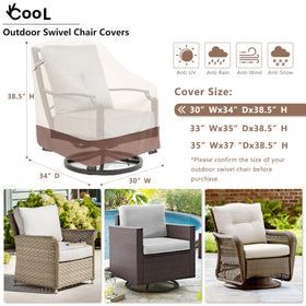 OkCool outdoor swivel chair cover side view showing protective fabric
