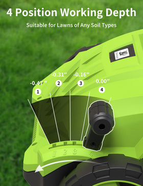 OKKMAX 4-position depth adjustment tailors performance to your lawn