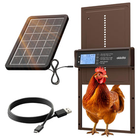 OKKÖBI automatic coop door with solar panel for reliable protection