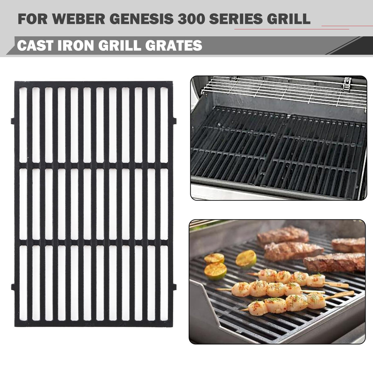 Oklagarden Genesis grill grates: durable cast iron for precise sear marks.